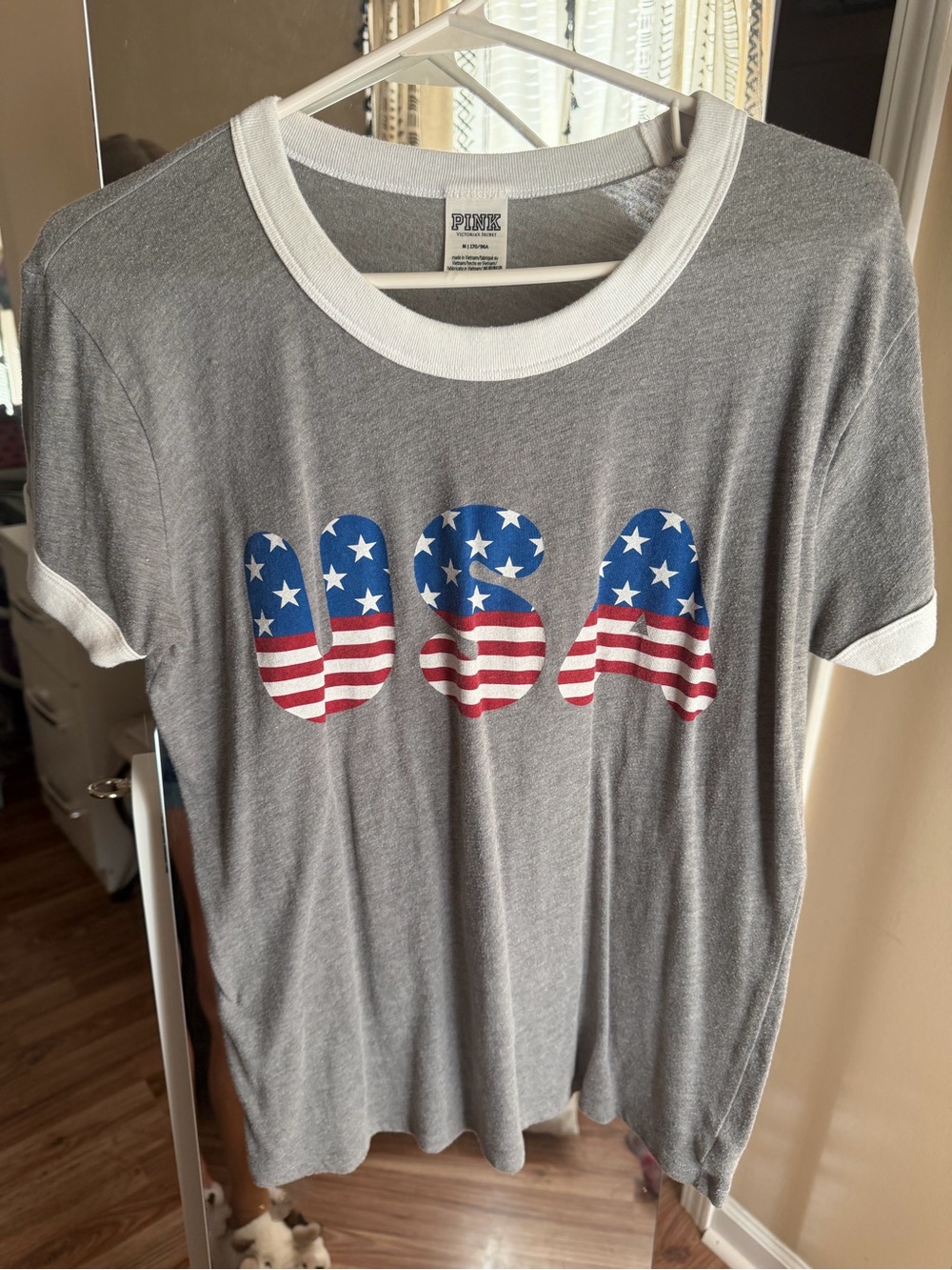 PINK Victoria's Secret Tee with USA Flag Graphic